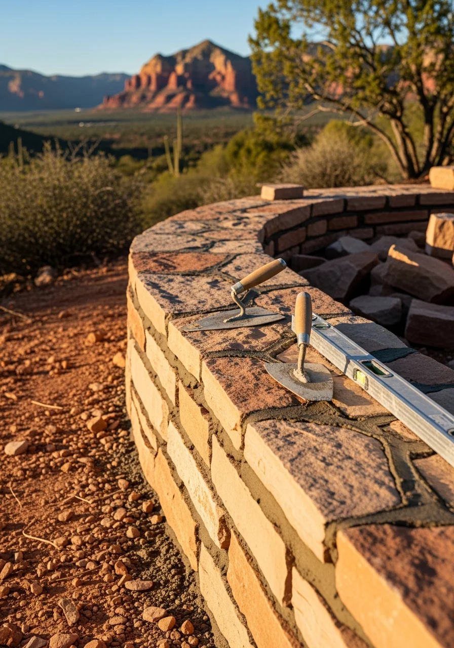 Professional tradesperson working on a Camp Verde home with natural landscape and valley views visible.